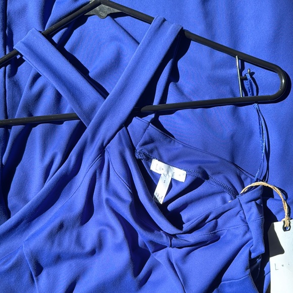 Leith Royal Blue Bodycon Sheath Dress with Halter Neckline for Cocktail - Picture 3 of 5